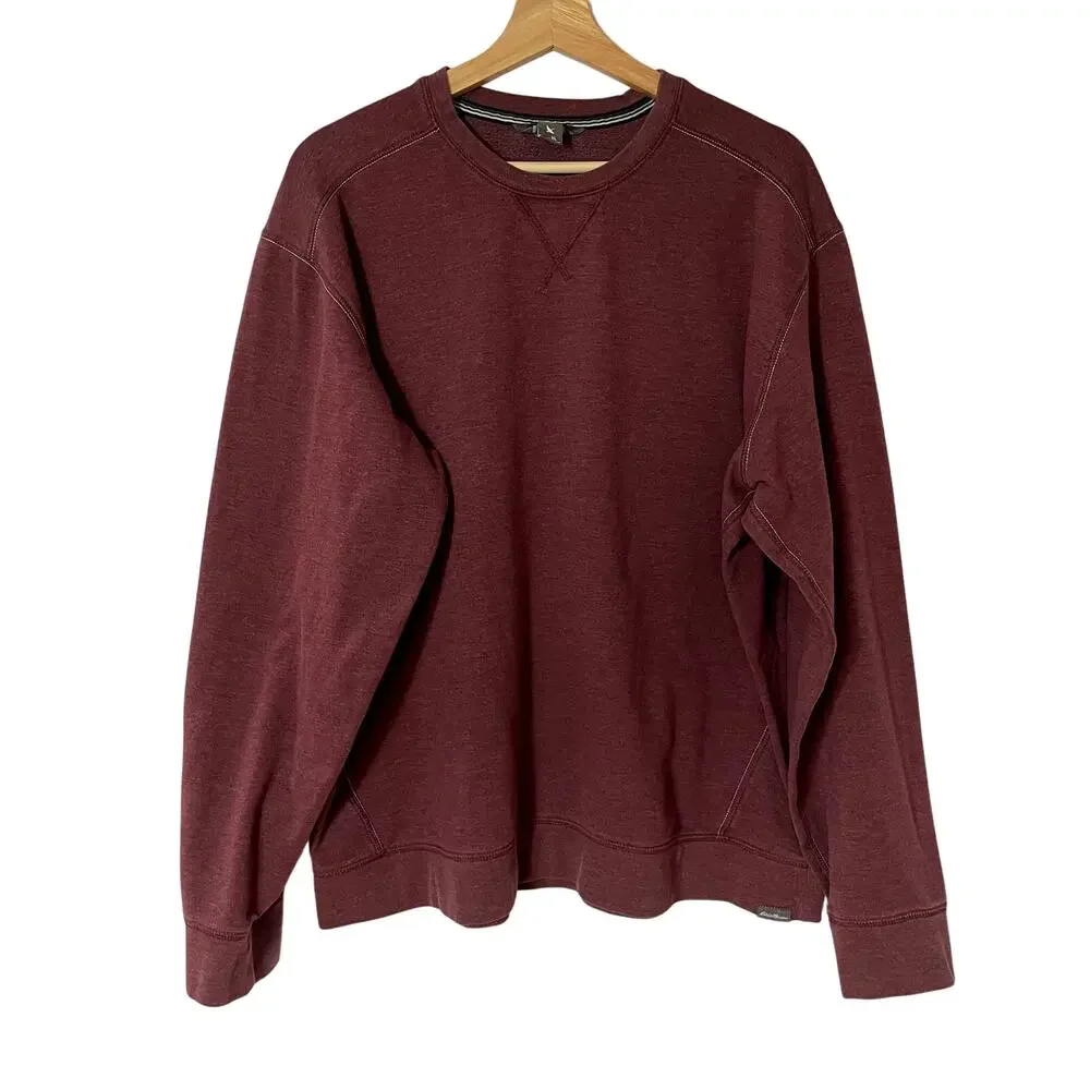 Eddie Bauer men's burgundy crewneck pullover sweater size XL cotton blend